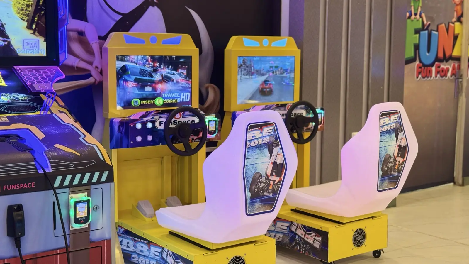 Arcade game cabinets at Funzania