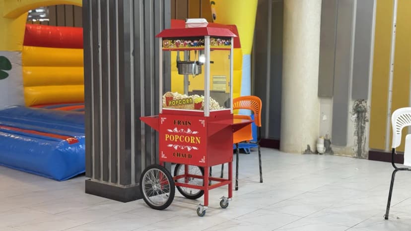 Popcorn cart for birthday parties at Funzania