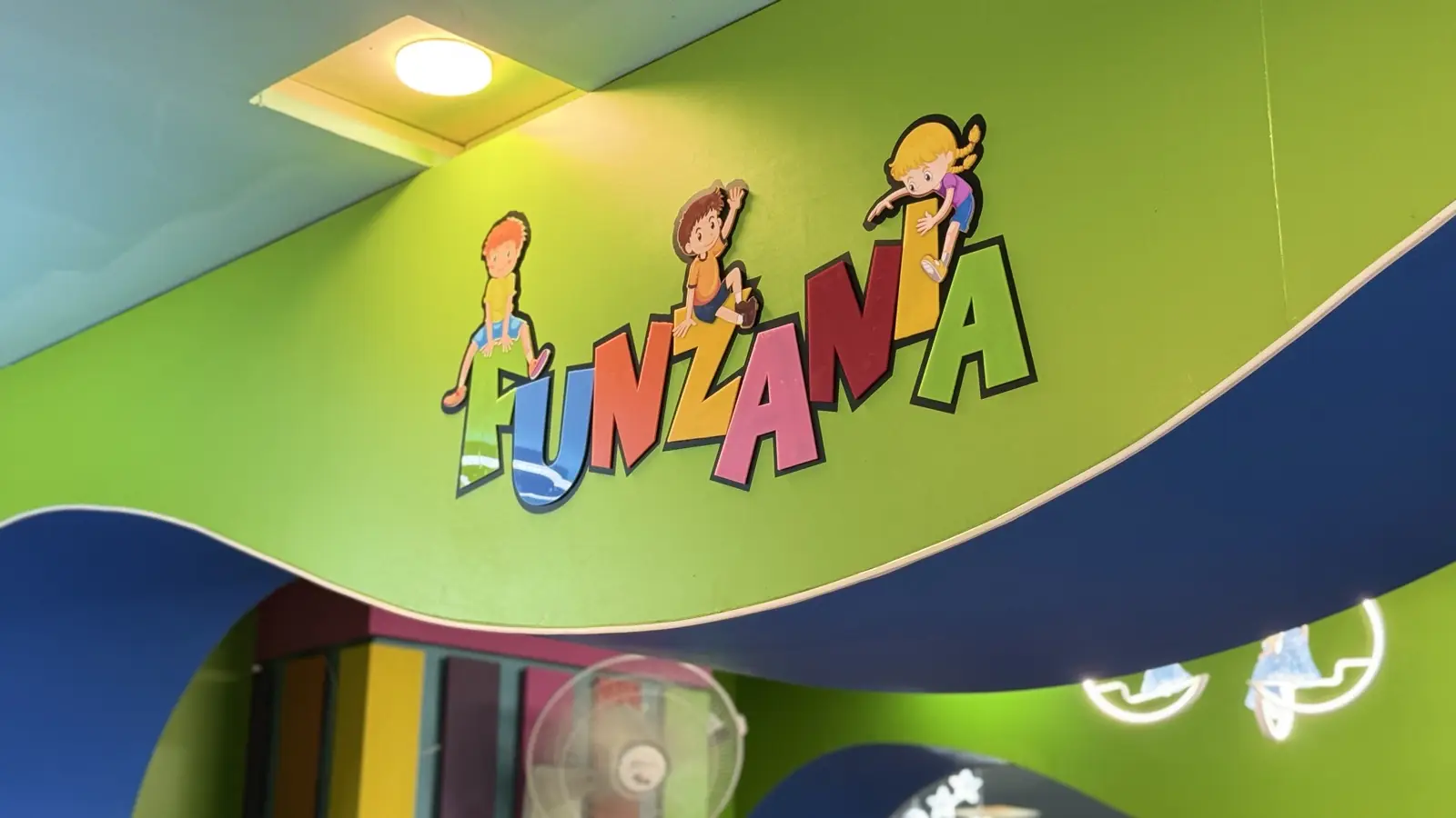 Funzania logo wall at reception
