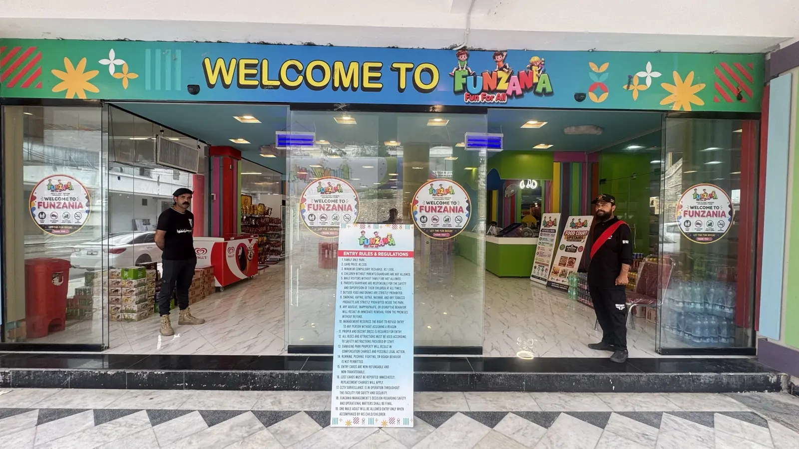 Welcome desk at Funzania entrance