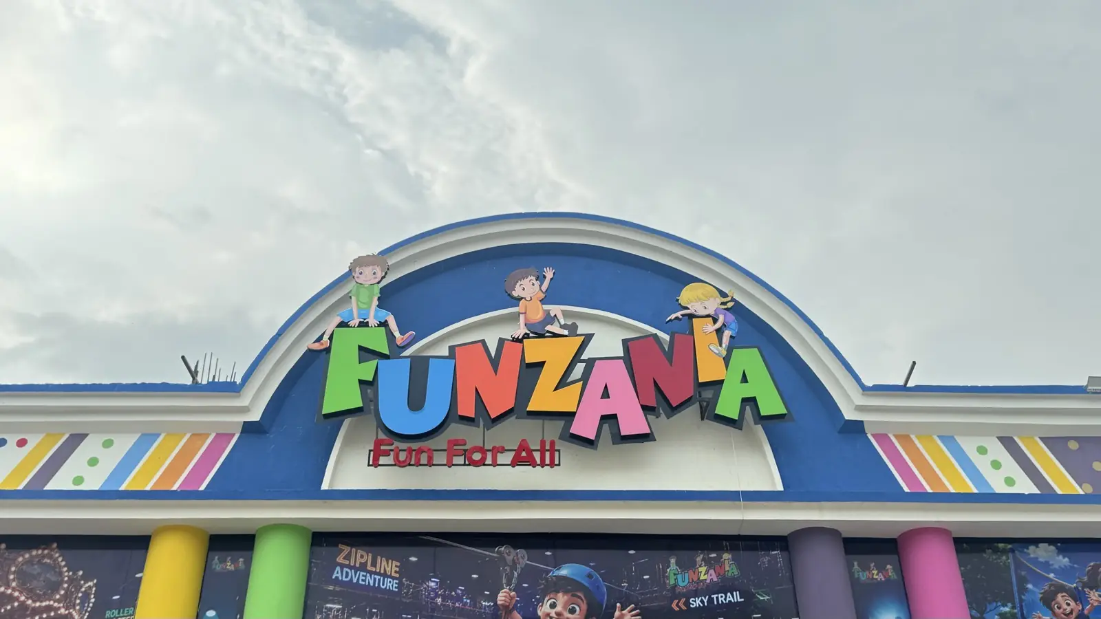 Funzania building exterior with colourful signage