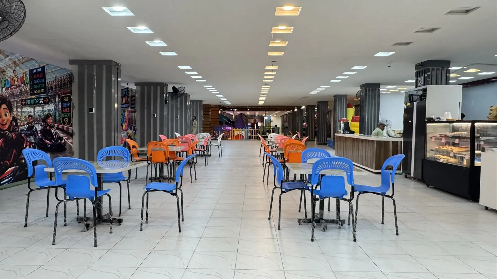 Wide view of the Funzania food court