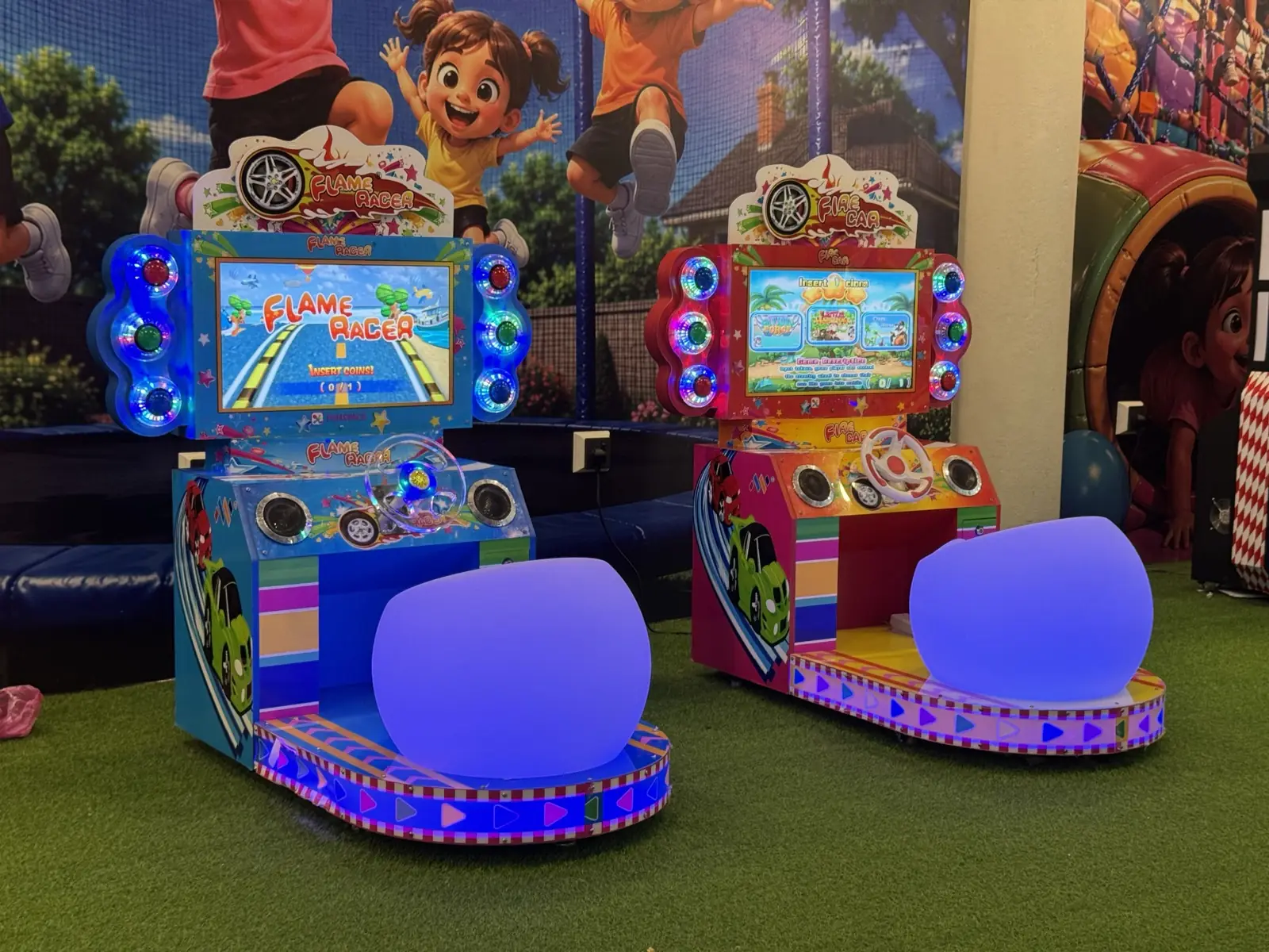 Go-Karts branded arcade cabinet at Funzania
