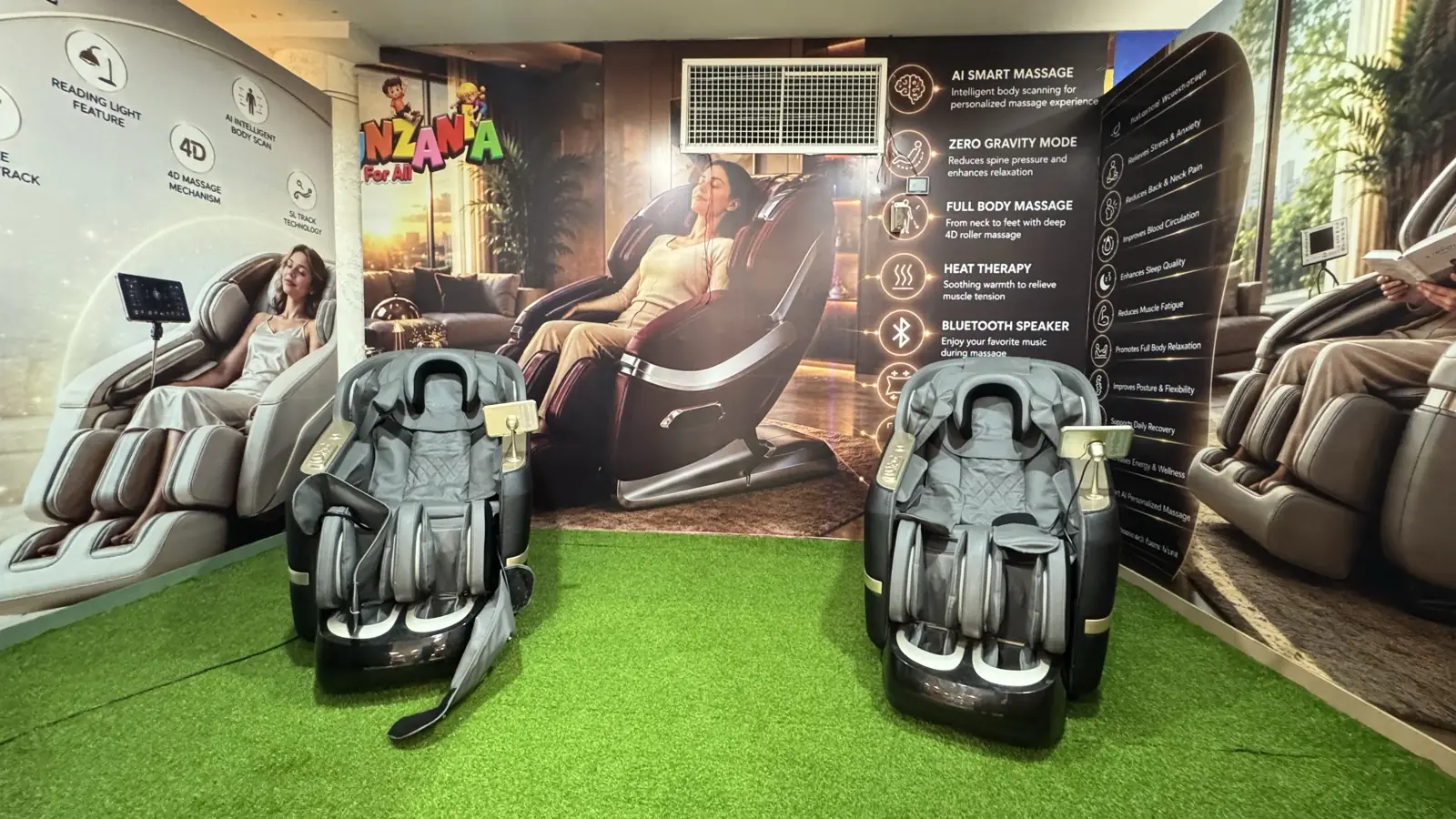 Massage chairs in the Funzania parents' lounge