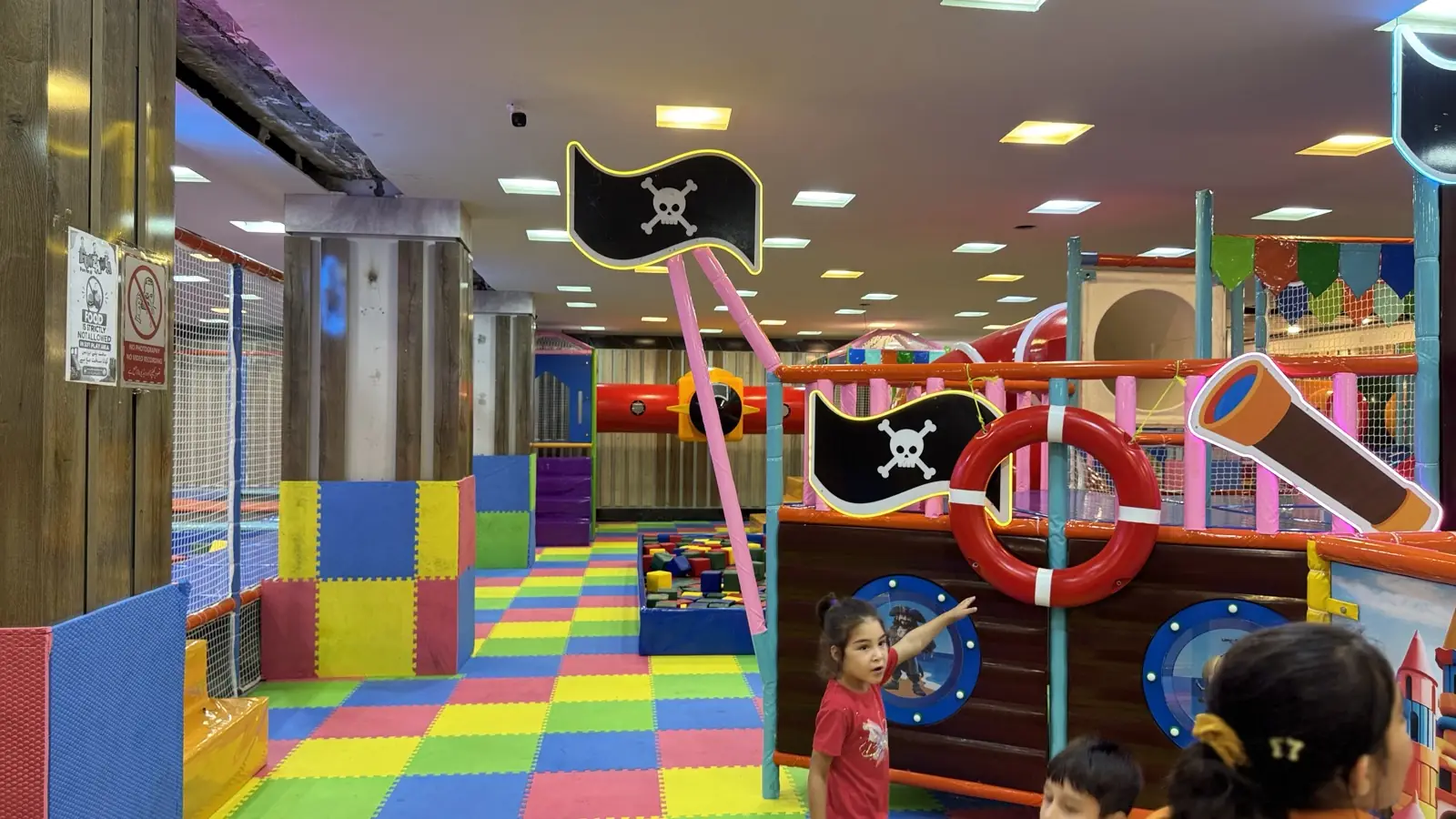 Pirate flag structure in the soft play area
