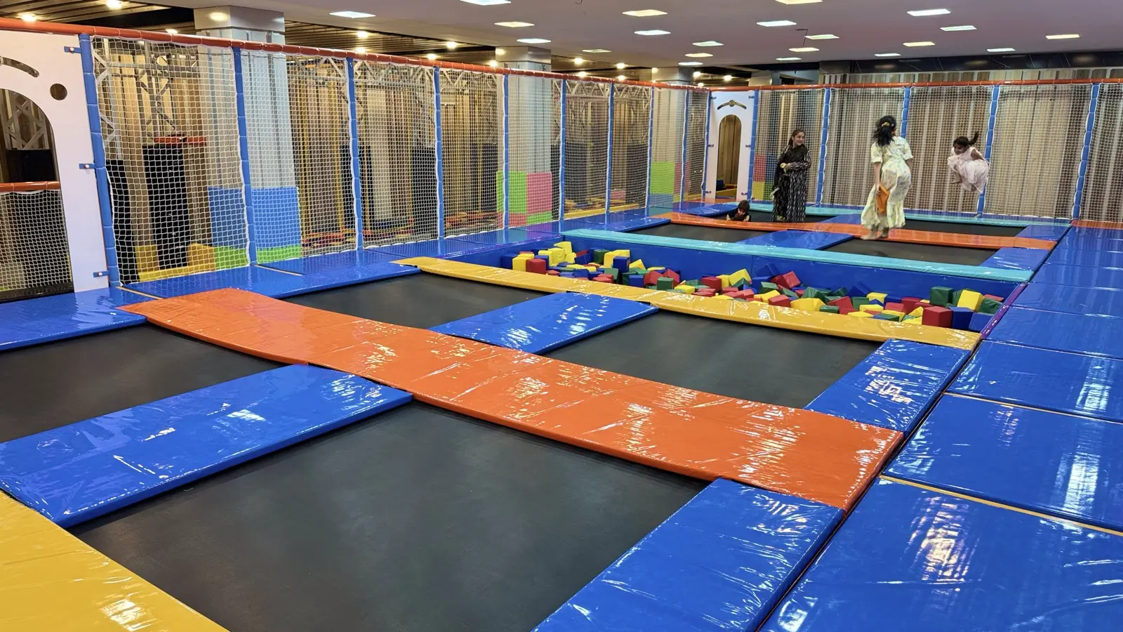 Indoor trampoline court at Funzania