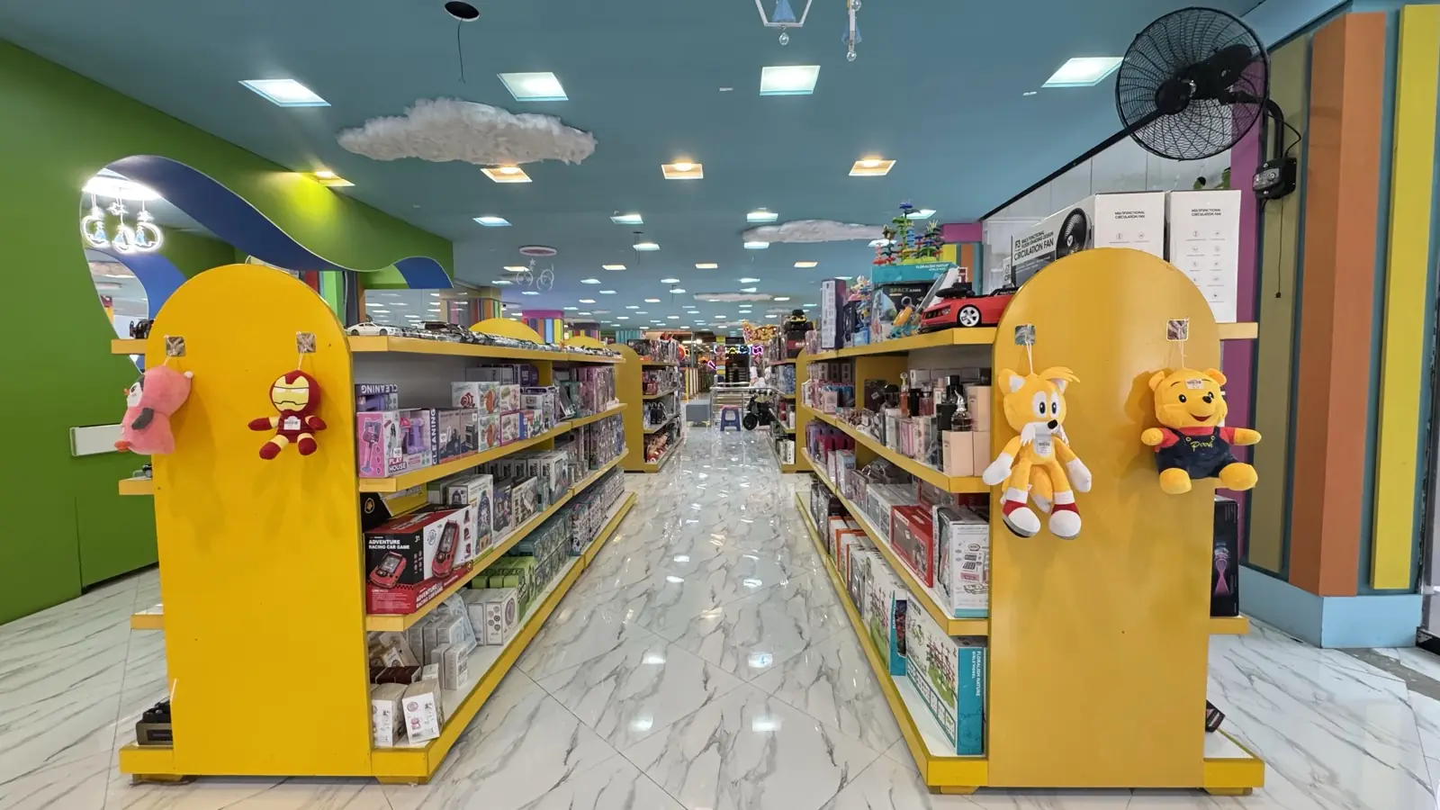 Toy store display at Funzania