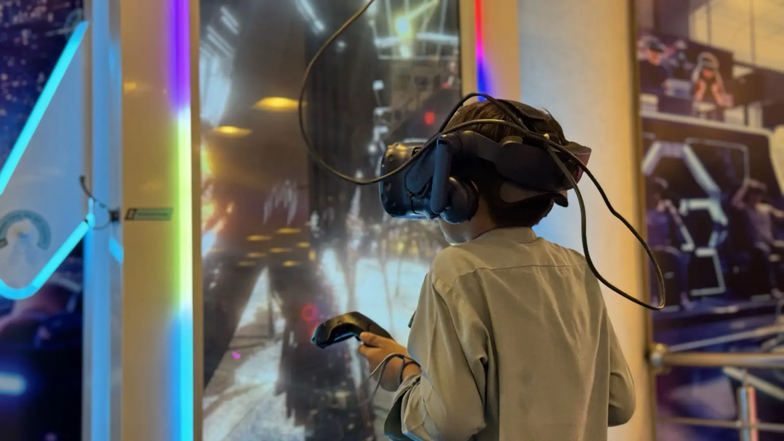 Child wearing VR headset at Funzania